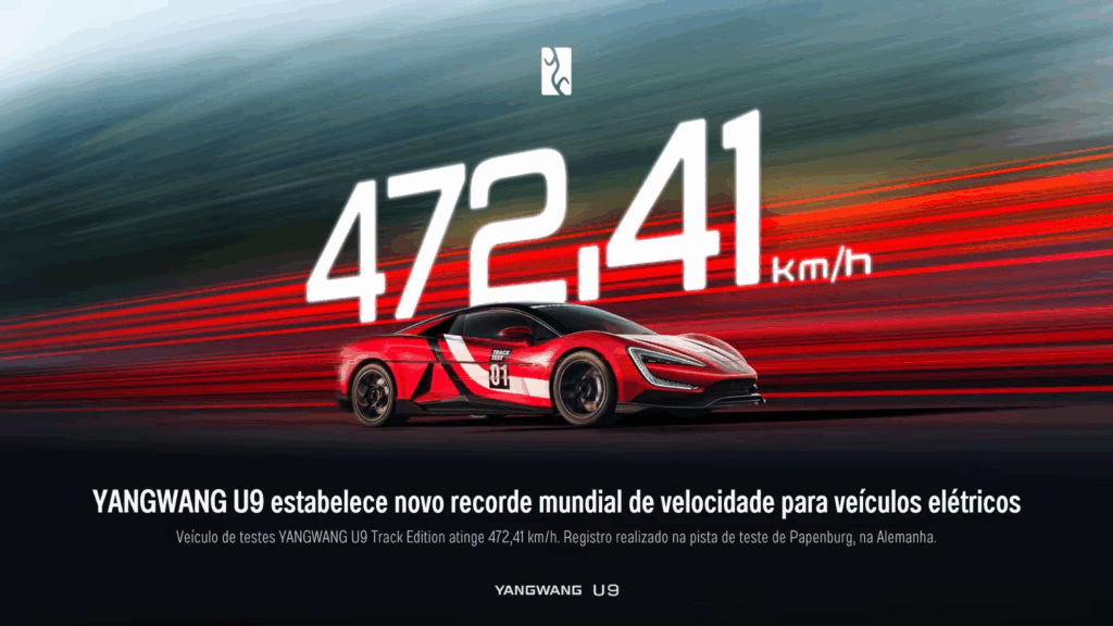 472,41 km/h: Yangwang U9 Track Edition estabelece novo recorde mundial de velocidade para veículos elétricos